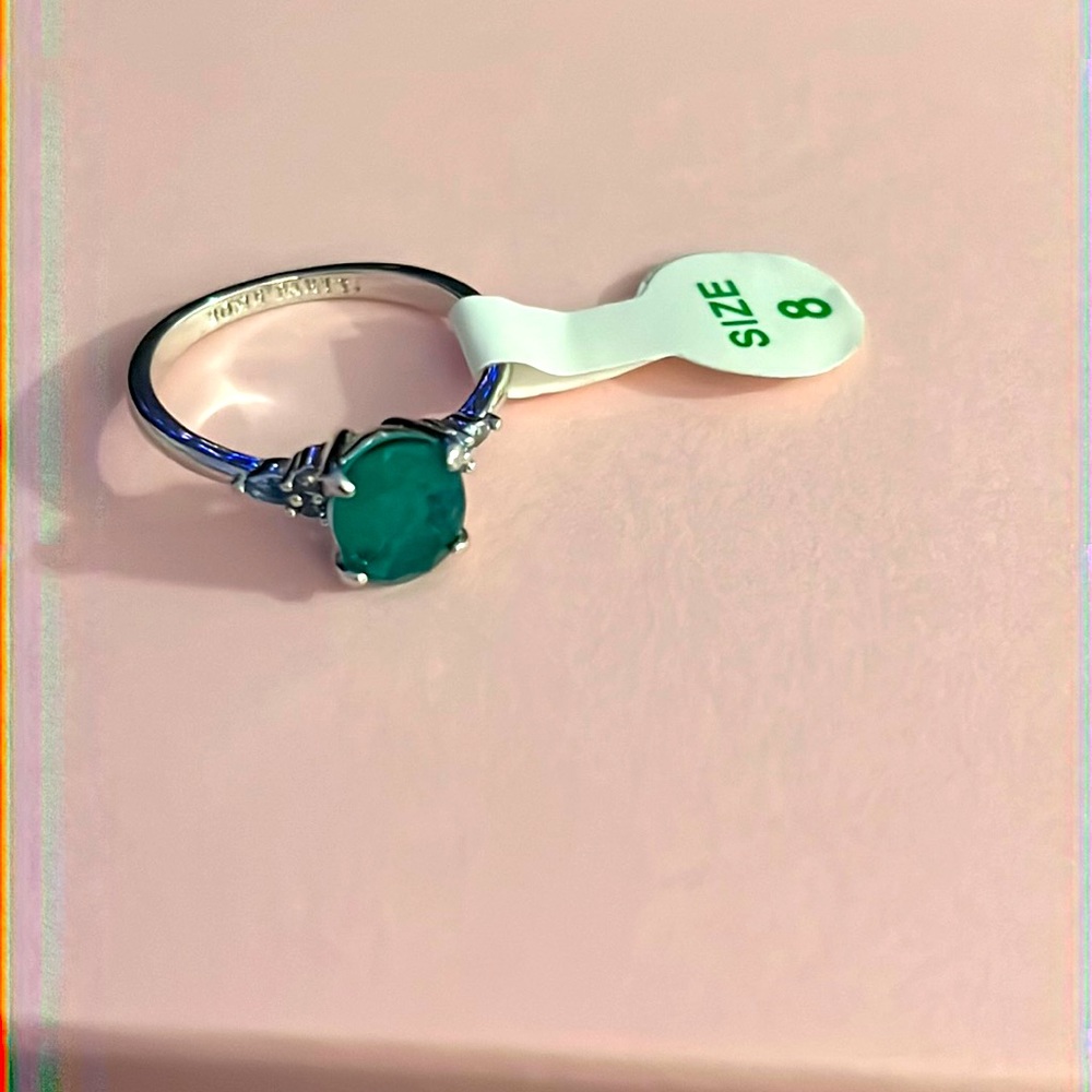 NWT-Size 8 natural teal fusion topaz and white topaz ring